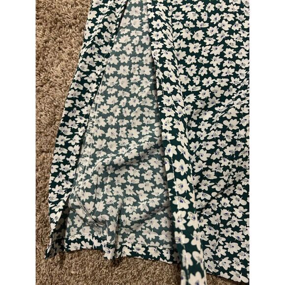 Women's XS Floral Tie Front Wide Leg Pants Green Boho Summer - Picture 3 of 6